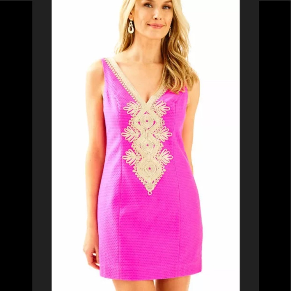 Lilly Pulitzer Pink Dress with Cream Embroidery